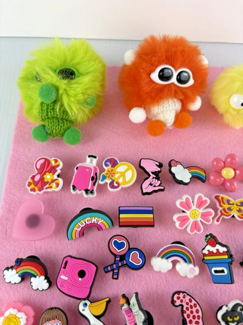 Lot 87pc Mixed PVC Croc Shoe Charms Jibbitz Girl Power Pride Mixed Designs